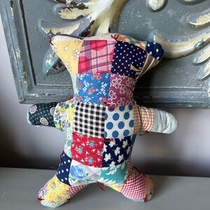 Vintage handmade from antique patchwork quilt teddy bear